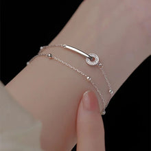 Load image into Gallery viewer, New Luxury Zircon Double Layer Silver Colour Bracelet
