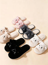 Load image into Gallery viewer, Cute Cat Plush Flip Flops Indoor House Slippers
