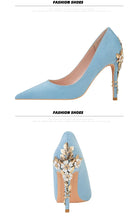 Load image into Gallery viewer, Metal Flower High Heels  Luxury Sexy Pointed Women&#39;s Shoes
