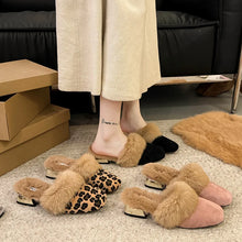 Load image into Gallery viewer, Hairy  High-heeled Warm Square Slippers
