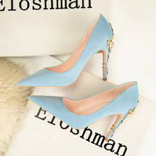 Load image into Gallery viewer, Metal Flower High Heels  Luxury Sexy Pointed Women&#39;s Shoes
