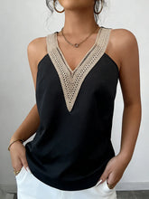 Load image into Gallery viewer, V Neck Sleeveless Lace Trim Satin Loose Fit Tops
