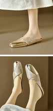 Load image into Gallery viewer, Soft Leather Blocked Square Toe Slippers
