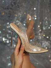 Load image into Gallery viewer, New Crystal Rhinestone PVC Transparent Women Pumps
