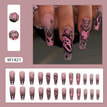 Load image into Gallery viewer, 24pcs Glitter Pink Sequins  Halloween  Press on Nails
