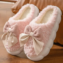 Load image into Gallery viewer, Pink Bowtie Furry Fur Slippers
