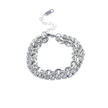 Load image into Gallery viewer, New Luxury Zircon Double Layer Silver Colour Bracelet
