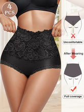 Load image into Gallery viewer, 4pcs High Waisted Panties  Jacquard  Hip Lifting &amp; Shaping
