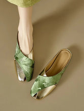 Load image into Gallery viewer, Soft Leather Blocked Square Toe Slippers
