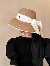 Load image into Gallery viewer, French Retro Straw Sun Hat with Bow
