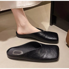 Load image into Gallery viewer, Flat Big Size Loafers Square Toe Slides Mules Slippers
