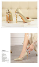 Load image into Gallery viewer, Metal Flower High Heels  Luxury Sexy Pointed Women&#39;s Shoes
