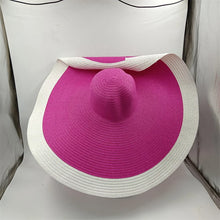 Load image into Gallery viewer, White punk straw hat 25cm large brim
