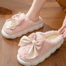 Load image into Gallery viewer, Pink Bowtie Furry Fur Slippers

