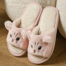 Load image into Gallery viewer, Cute Cat Plush Flip Flops Indoor House Slippers
