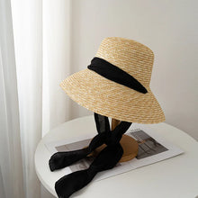 Load image into Gallery viewer, Summer straw hat black edging
