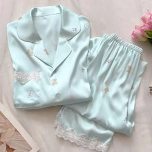 Load image into Gallery viewer, Bear Print Pajamas  Cool Ice Silk Short Sleeve
