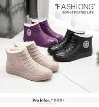 Load image into Gallery viewer, Warm Womens Rain Shoes With Fur
