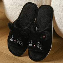 Load image into Gallery viewer, Cute Cat Plush Flip Flops Indoor House Slippers
