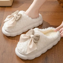 Load image into Gallery viewer, Pink Bowtie Furry Fur Slippers
