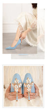 Load image into Gallery viewer, Metal Flower High Heels  Luxury Sexy Pointed Women&#39;s Shoes
