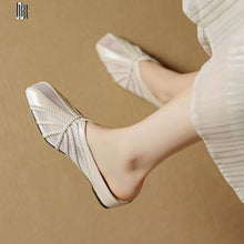 Load image into Gallery viewer, Mesh Hollow Splicing Wedge Heel Mules Shoes
