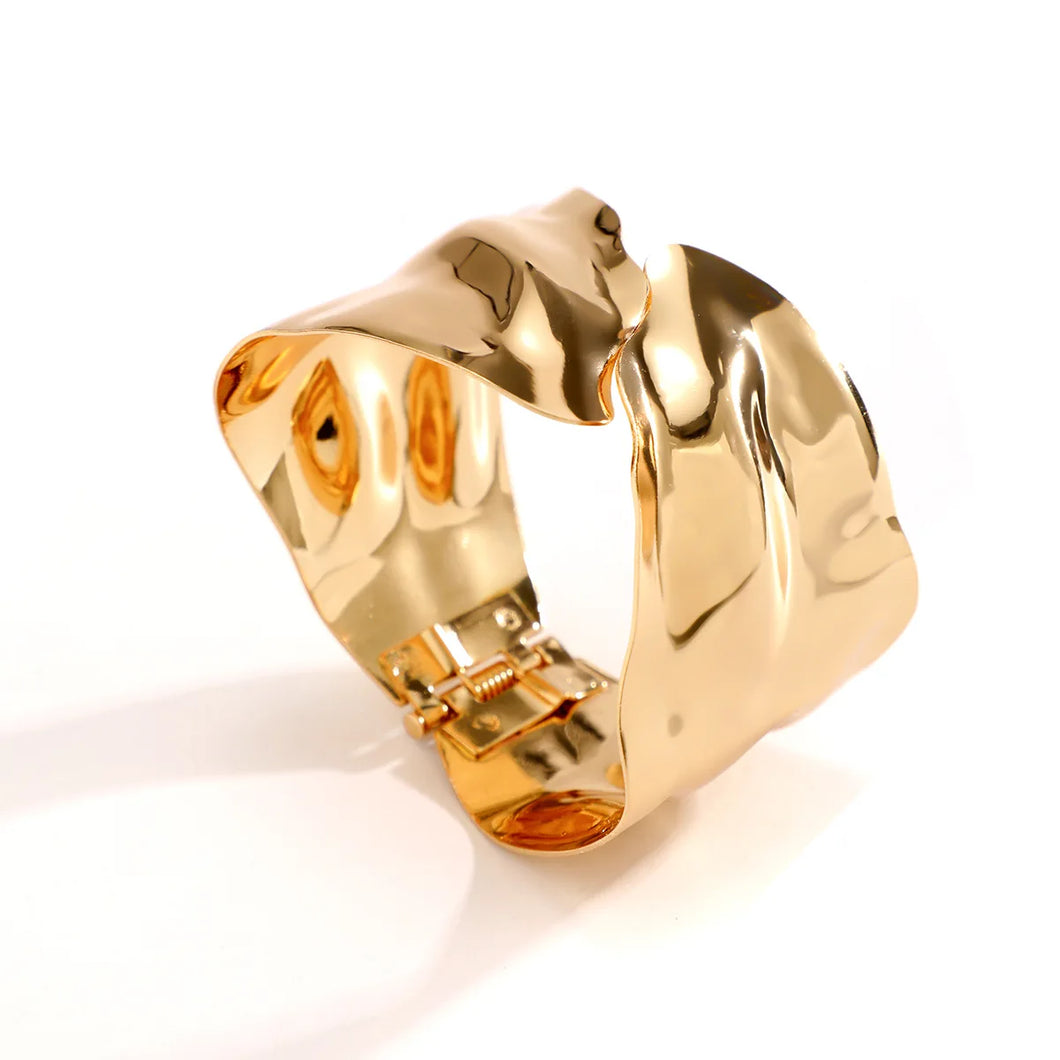 Hollow Out Wide Cuff Bracelet Leaves Shape