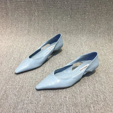 Load image into Gallery viewer, Moccasins Blue Low Heel Elegant Pointed Toe Shoes

