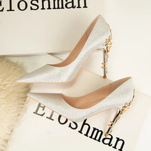 Load image into Gallery viewer, Metal Flower High Heels  Luxury Sexy Pointed Women&#39;s Shoes
