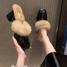 Load image into Gallery viewer, Leather Medium Heel Block Heel Slippers
