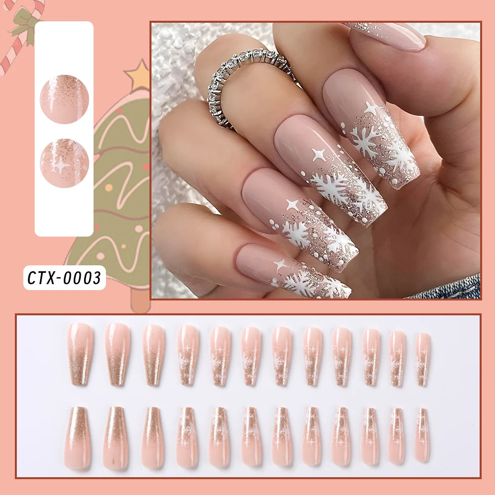 24Pcs Medium Long Acrylic  Press On Nail