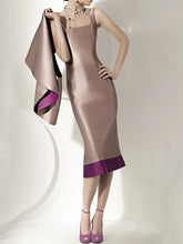 Load image into Gallery viewer, Elegant Meat pink Boat-Neck Sleeveless Knee-Length Satin  Dress
