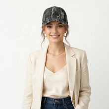 Load image into Gallery viewer, Vintage distressed washed denim baseball cap
