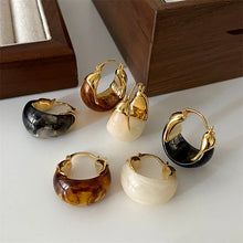 Load image into Gallery viewer, U Shape Resin Metal Earrings
