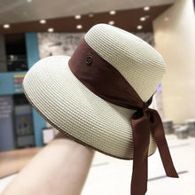 Load image into Gallery viewer, French Retro Straw Sun Hat with Bow
