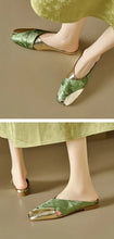 Load image into Gallery viewer, Soft Leather Blocked Square Toe Slippers
