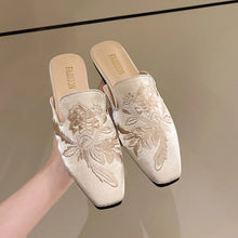 Load image into Gallery viewer, Velour Embroidery Flower Slippers
