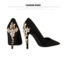 Load image into Gallery viewer, Metal Flower High Heels  Luxury Sexy Pointed Women&#39;s Shoes
