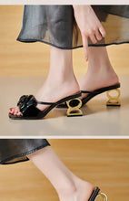 Load image into Gallery viewer, Camellia slippers soft leather new line flower sandals o
