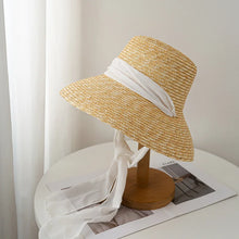 Load image into Gallery viewer, Summer straw hat black edging
