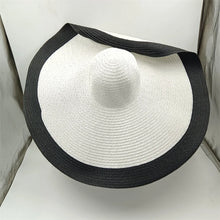 Load image into Gallery viewer, White punk straw hat 25cm large brim
