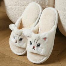 Load image into Gallery viewer, Cute Cat Plush Flip Flops Indoor House Slippers
