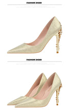 Load image into Gallery viewer, Metal Flower High Heels  Luxury Sexy Pointed Women&#39;s Shoes
