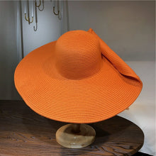 Load image into Gallery viewer, White punk straw hat 25cm large brim
