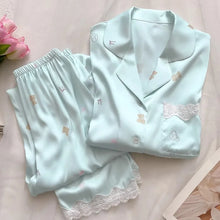 Load image into Gallery viewer, Bear Print Pajamas  Cool Ice Silk Short Sleeve
