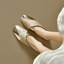Load image into Gallery viewer, Soft Leather Blocked Square Toe Slippers
