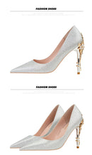 Load image into Gallery viewer, Metal Flower High Heels  Luxury Sexy Pointed Women&#39;s Shoes
