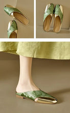 Load image into Gallery viewer, Soft Leather Blocked Square Toe Slippers
