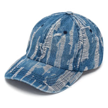 Load image into Gallery viewer, Vintage distressed washed denim baseball cap
