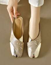 Load image into Gallery viewer, Soft Leather Blocked Square Toe Slippers
